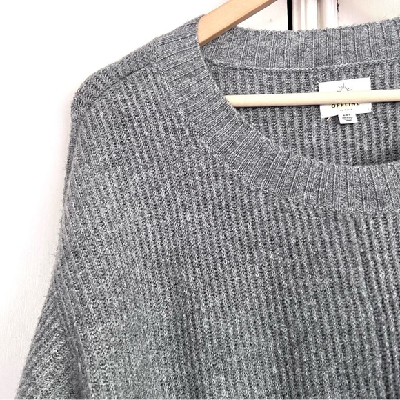 Aerie Offline‎ Twist Front Long Sleeve Ribbed Sweater Size Medium Comfy Lounge - Picture 2 of 8
